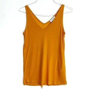 Stockholm Atelier & Other Stories V-Neck Ribbed Knit Tank Top In Yellow Size 2